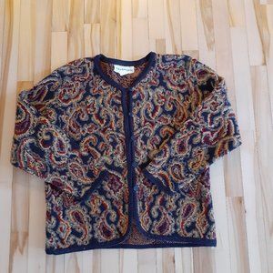 Norton McNaughton Sweater Button Down Large Yellow, Red, Blue Vintage